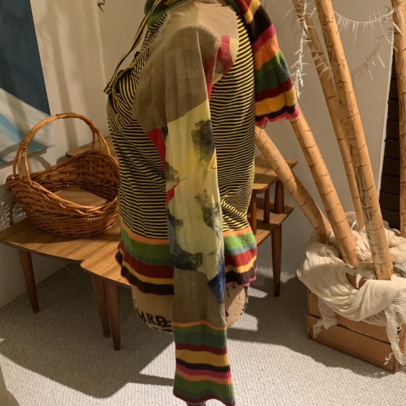 Uber cute colorful knit and sweater material mixed media  Desigual hoodie S - Picture 6 of 9